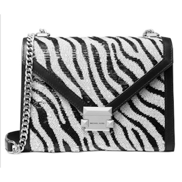 NWT Michael Kors Whitney Shoulder Bag Optic White/Black/Sliver Original Packagin